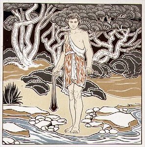 David, dessin pour décoration en sgraffito, de Vol XIII du magazine `The Studio`, pub. 1898