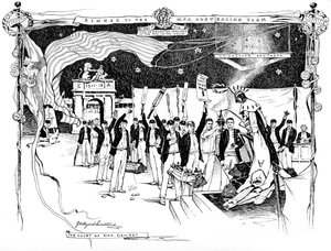 Un thème de cricket pour un design de carte de menu, 1911 1912
