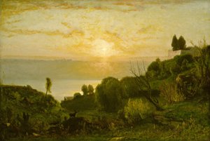 Lac Albano, coucher de soleil, vers 1874