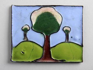 Plaque émaillée avec trois arbres