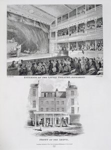 Intérieur du Petit Théâtre, Haymarket à Londres et la façade, gravé par James Stow - George Jones
