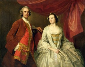 Un Homme et une Femme, possiblement de la famille Missing, de Little Park House, Wickham, Hampshire, 1747