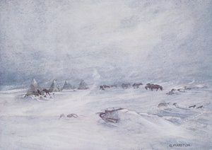 Tempête de neige sur la barrière, illustration de 
