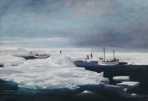 Le James Caird, Dudley Docker et Stancomb Wills Amarrés à la Banquise dans la Mer de Weddell, Avril 1916