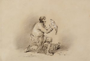 Pêcheur tenant un poisson - George Morland