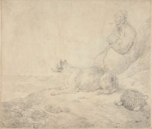 Pêcheur et chien assis près de la côte - George Morland