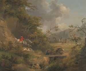 Chasse au renard dans un pays vallonné - George Morland