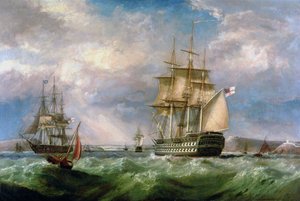 Navires de guerre britanniques entrant dans le port de Cork