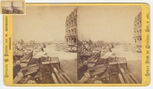 Stéréographe des coffres-forts pris dans les ruines de Dearborn Street après l