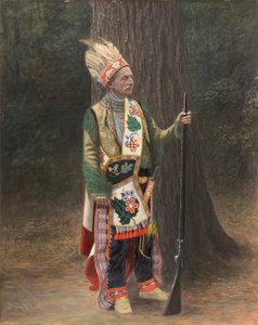 Homme blanc en costume Chippewa, fin 19ème-début 20ème siècle