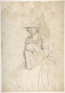 Dame tenant un livre (recto) ; Schéma de disposition des couleurs sur une palette (verso) - George Romney