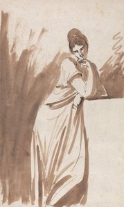 Une dame appuyée contre un socle (peut-être une esquisse pour « Miss Woodley »)