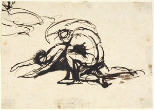 Personnage nu penché sur un personnage à terre - George Romney