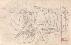 Figure possiblement assise prononçant un jugement sur une figure agenouillée - George Romney