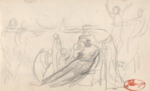 Personnage couché avec des enfants et d