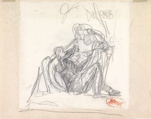 Femme allongée et autres figures - George Romney