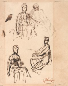 Femme assise : Trois études - George Romney