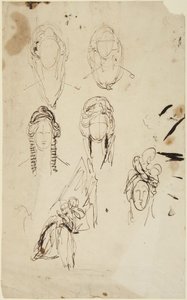 Esquisses représentant une tête de femme et une femme assise avec un enfant - George Romney