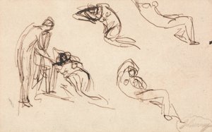 Figure debout et quatre figures couchées - George Romney