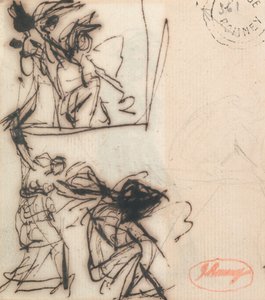 Personnage debout, le bras levé, et personnage assis - George Romney