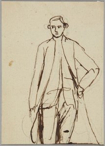 Figure masculine debout, la main gauche sur la hanche, étude de portrait - George Romney