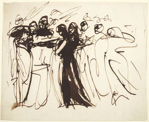 Des personnages debout rassemblés - George Romney