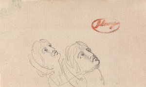 Deux têtes qui regardent vers le haut - George Romney