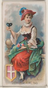 Carnaval à Rome, Italie, de la série Holidays N80 pour les cigarettes Duke - George S. Harris and Sons
