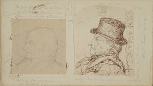 Études de lapins avec portraits superposés de William Blake et Henry Fuseli