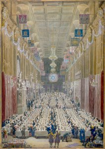 Vue du dîner du Lord Maire au Guildhall, Londres, 1828