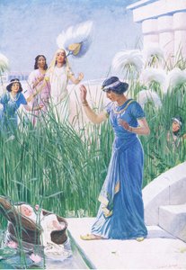Le bébé parmi les joncs, de The Bible Picture Book publié par Thomas Nelson, vers 1950 - George Soper