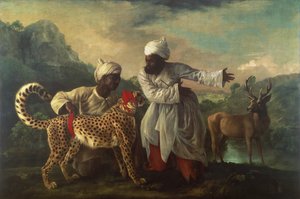 Guépard et cerf avec deux Indiens, c.1765 - George Stubbs