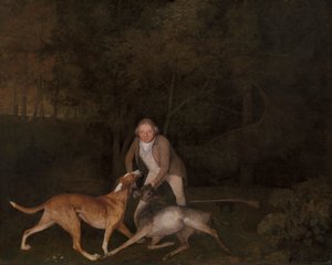 Freeman, le garde-chasse du comte de Clarendon, avec une biche mourante et un chien - George Stubbs