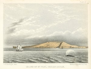 Île de Saint-Paul, océan Indien (gravure en couleur)