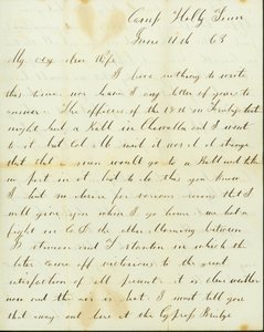 Lettre de George Wyckoff, Camp Holly, Tennessee, à Joséphine, 11 juin 1863