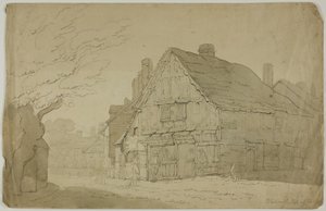 Atelier de forgeron à Guildford (recto) ; Esquisse de deux troncs d