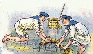 Nettoyage du pont (lithographie en couleur) - George Washington Lambert