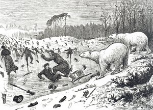Caricature représentant des Londoniens convaincus que la nouvelle ère glaciaire avait commencé - George du Maurier
