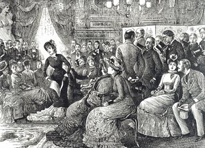 Caricature représentant un concert de salon typique