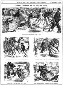 Adoption générale du patin à roulettes. Caricatures de George du Maurier de Punch - George du Maurier