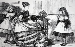 Machine à coudre dans une maison de classe moyenne - George du Maurier