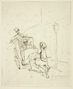 Whistler dans un taxi Hansom - George du Maurier