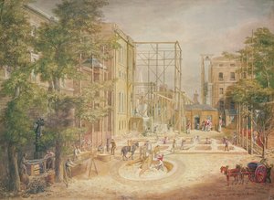 Pose des fondations de la salle lycienne, British Museum, 1845