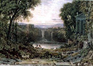 Coucher de soleil, Tivoli - George the Younger Barret