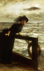 Dame en noir près de la mer
