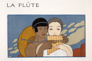 La Flûte, illustration des Chansons de Bilitis, par Pierre Louÿs, pub. 1922 - Georges Barbier