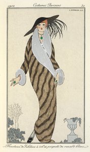 "Manteau de Libeline à col et poignets de renard blanc."