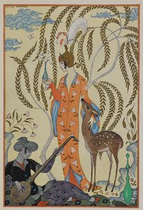 Perse. Une femme avec un faon. Un musicien - Georges Barbier
