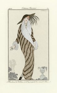 Manteau de Sable avec Garniture en Renard Blanc, de Costumes Parisien, pub.1912 - Georges Barbier