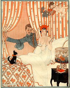 Le retour imprévu... Ou le réveil - illustration de la Vie Parisienne - Georges Barbier